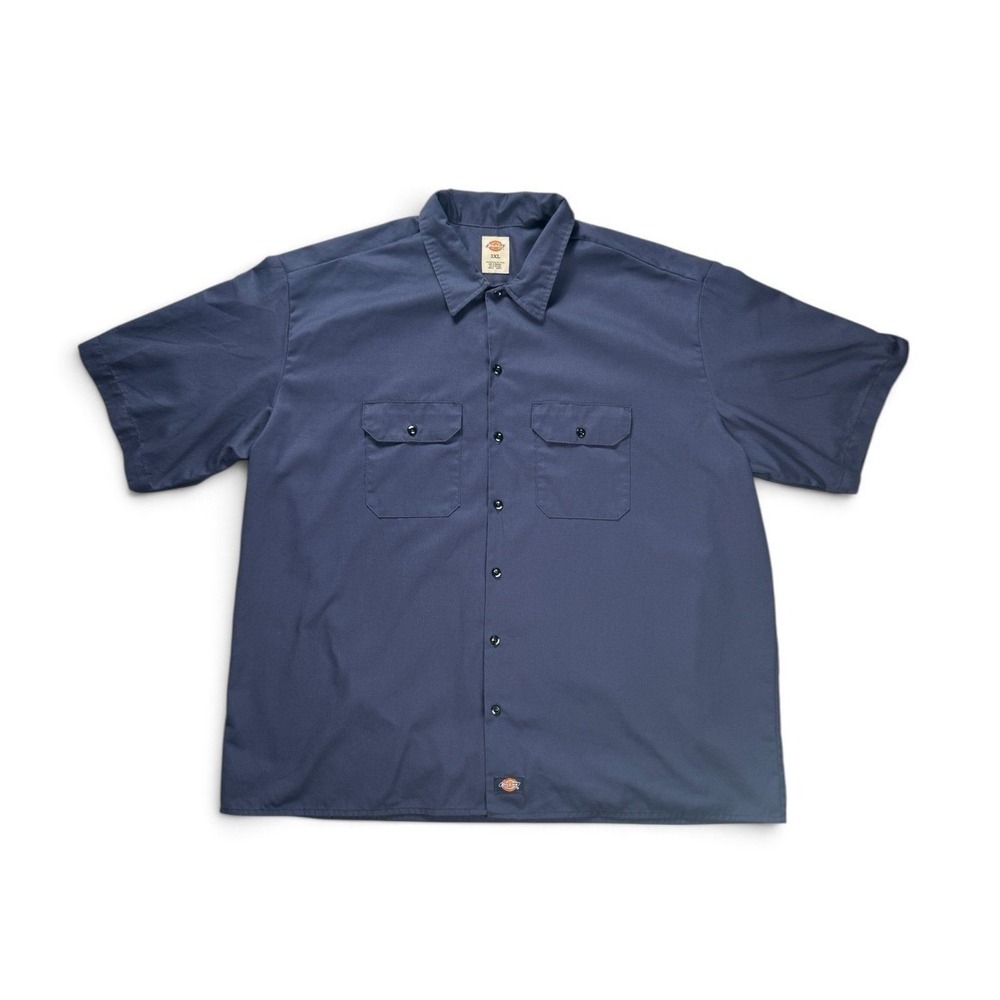 Dickies Mens 1574NV Short Sleeve Work Shirt Navy Blue 3XL 3XG Button Up Pocket